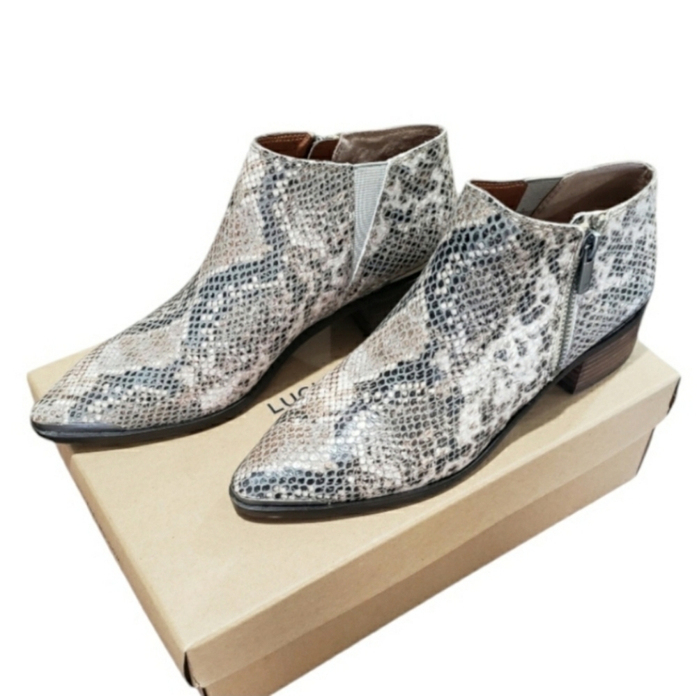 Lucky Brand Snake Embossed Ankle Boots